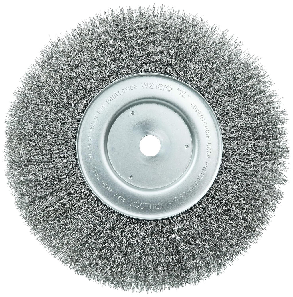 Weiler 01258 10' Narrow Face Crimped Wire Wheel, .014' Steel Fill, 3/4' Arbor Hole, Made in The USA (Pack of 2)