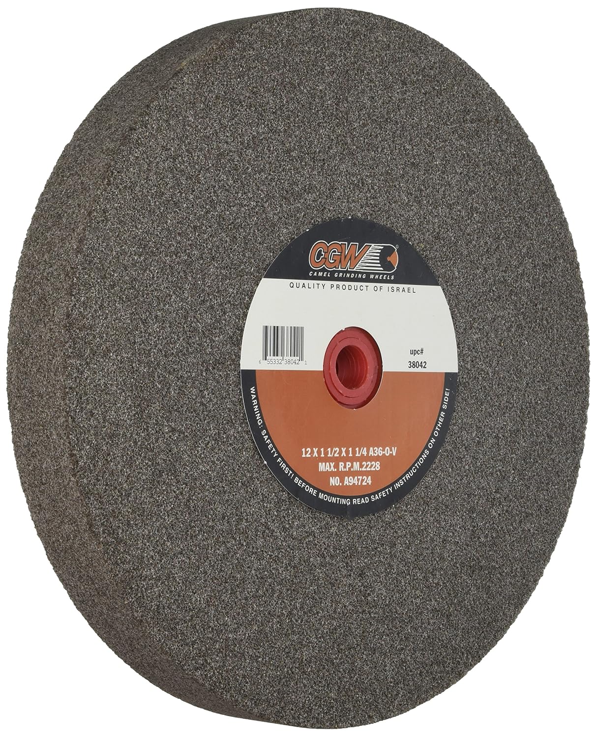 Camel Grinding Wheels CGW Abrasives 38042 12X11/2X11/4 T1 A36OV Bench Wheels